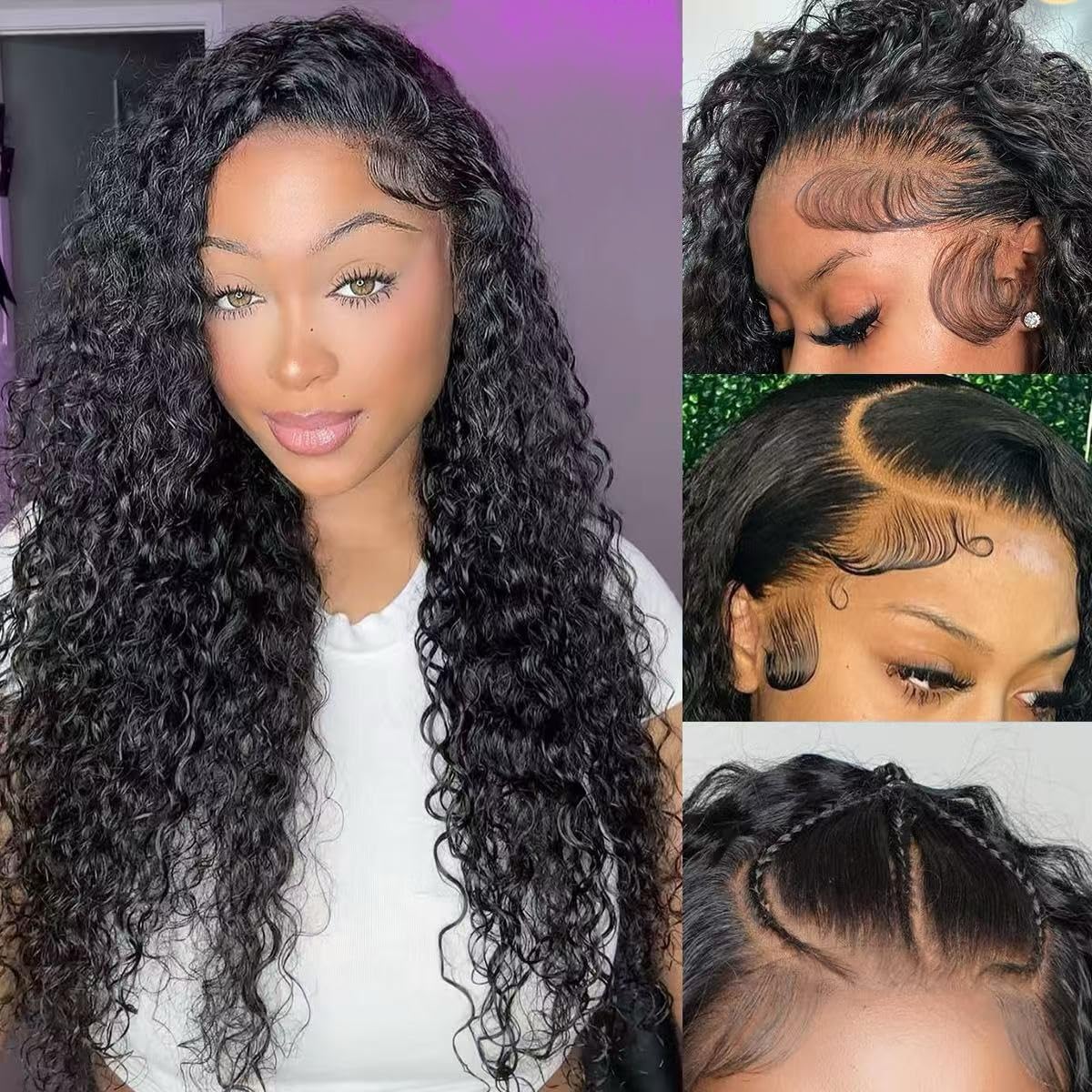 Water Wave 13x4 HD Lace Front Wigs Human Hair 180 Density Wet And Wavy Human Hair Wig Pre Plucked Wigs for Woman With Baby Hair