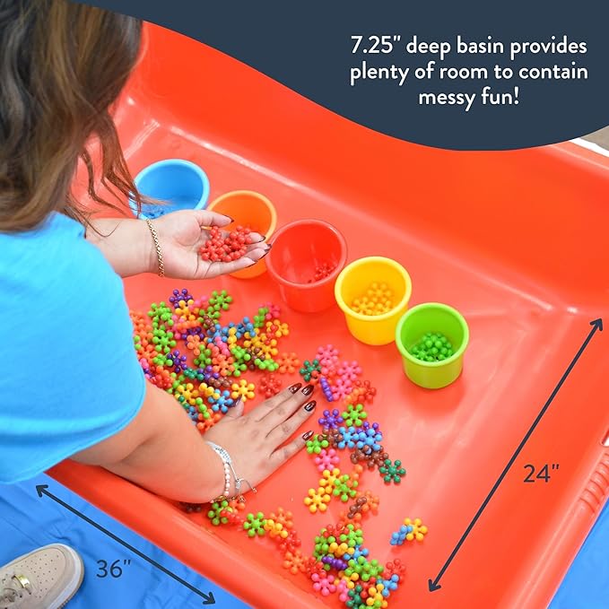Children's Factory Medium Sensory Table and Lid – 18″ Height, Sandbox with Lid, Water Table for Kids, Red