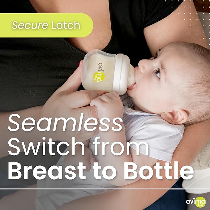 Avima Baby 9 oz Anti Colic Baby Bottles for Breastfed Babies - Medium Flow Nipples, Wide Neck Bottle, BPA Free - 3-6 Months, Stage 2 (Set of 3)
