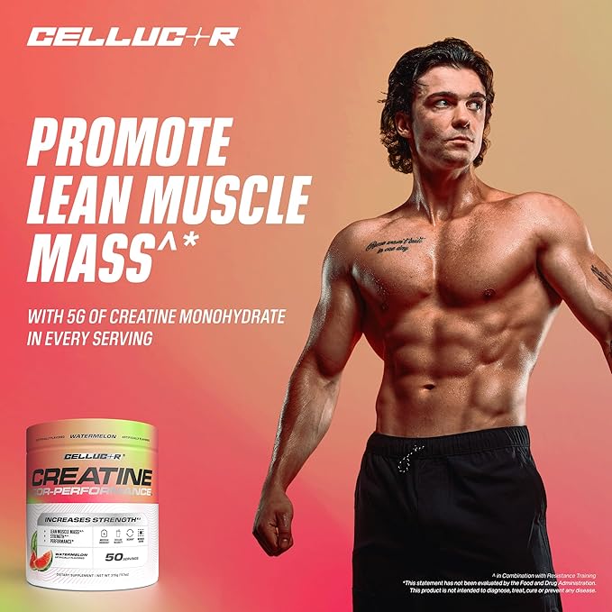 Cellucor Creatine Powder, Watermelon Flavor - Increases Strength, Lean Muscle Mass & Endurance, Micronized Creatine for Fast Absorption, 5g Creatine per Serving, 50 Servings