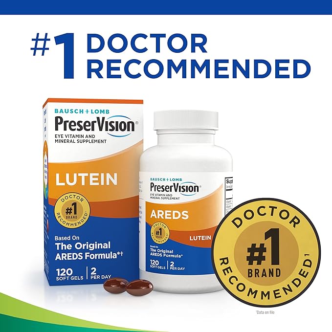 PreserVision AREDS Eye Vitamins for Macular Health, Multivitamin with Lutein, Vitamins C & E, Zinc, and Copper Supplements for Vision & Ocular Support, 120 Softgels