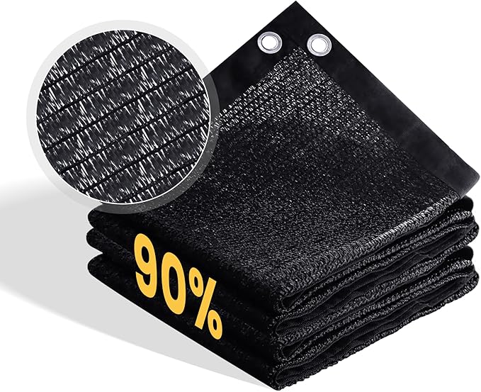 VICLLAX 90% Shade Cloth, 8x15FT Durable Black Mesh Trap with Every 3 FT Grommet, Sun Shade Fabric Netting for for Plants Cover, Greenhouse, Chicken Coop, Barn Kennel, Garden Patio