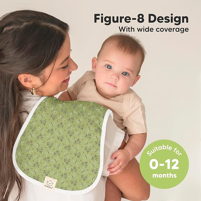 Organic Burp Cloths Baby Boy & Girl - 5-Pack Super Absorbent Cotton Burping Cloths for Babies, Soft & Plush Newborn Spit Up Rags, Infant Towels for Milk Spit Up, Unisex, Large 21" x 10" (Fall Spores)