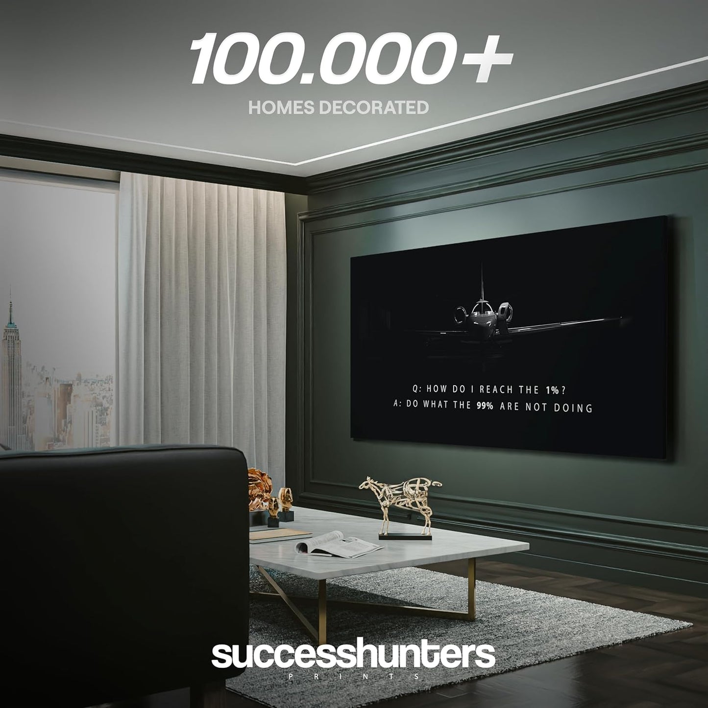 Motivational Wall Art for Office, Inspiring Quote Canvas, Inspirational Plane Decor, Private Jet Artwork, Motivational Wall Decor for Office and Home (60 X 30 in)