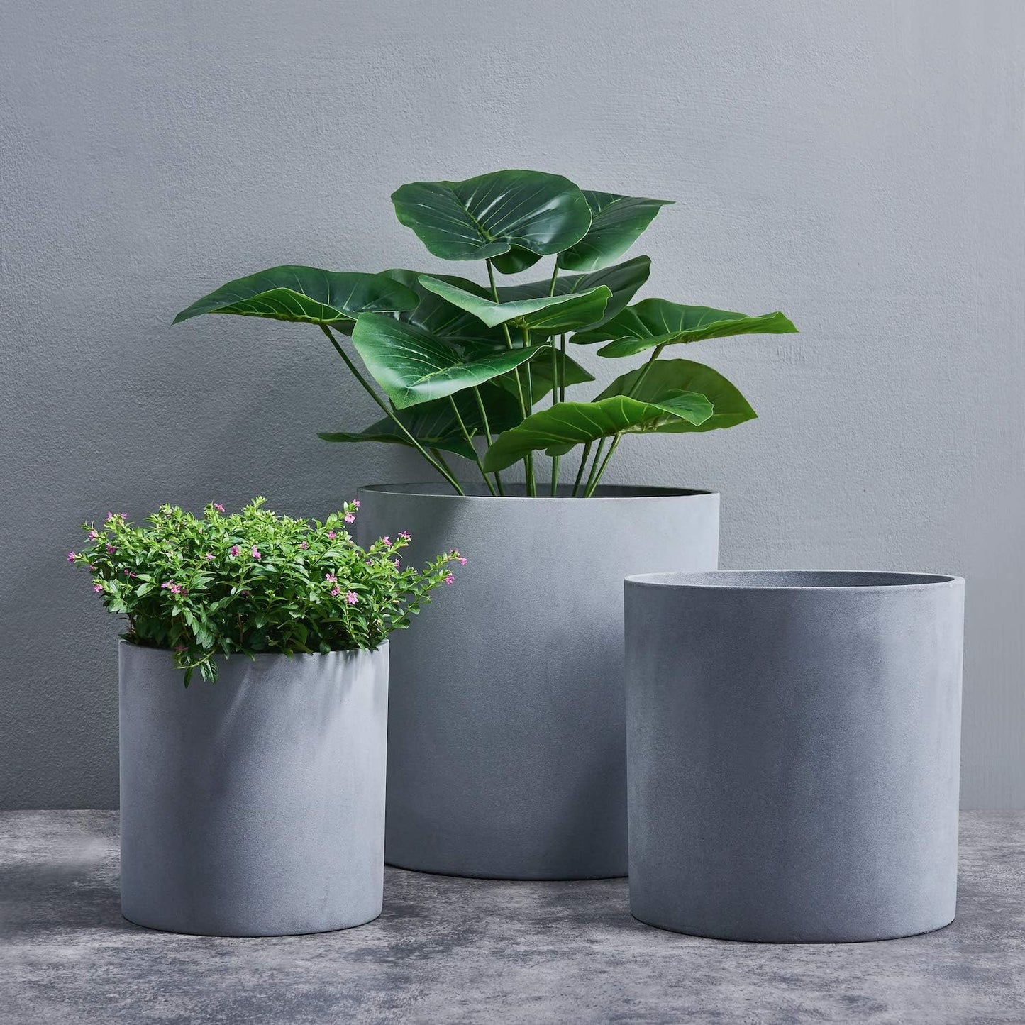 FaithLand Plant Pot 10 inch - Perfectly Fits Mid-Century Modern Plant Stand - Drainage Plug and Drainage Mesh Screen - Gray Planter Pot