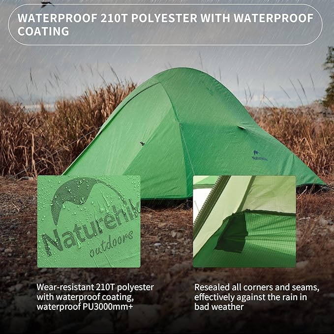 Naturehike Cloud-Up 2 Person Tent Lightweight Backpacking Tent with Footprint - Free Standing Ultralight Camping Hiking Backpack Tents Two Person Tent