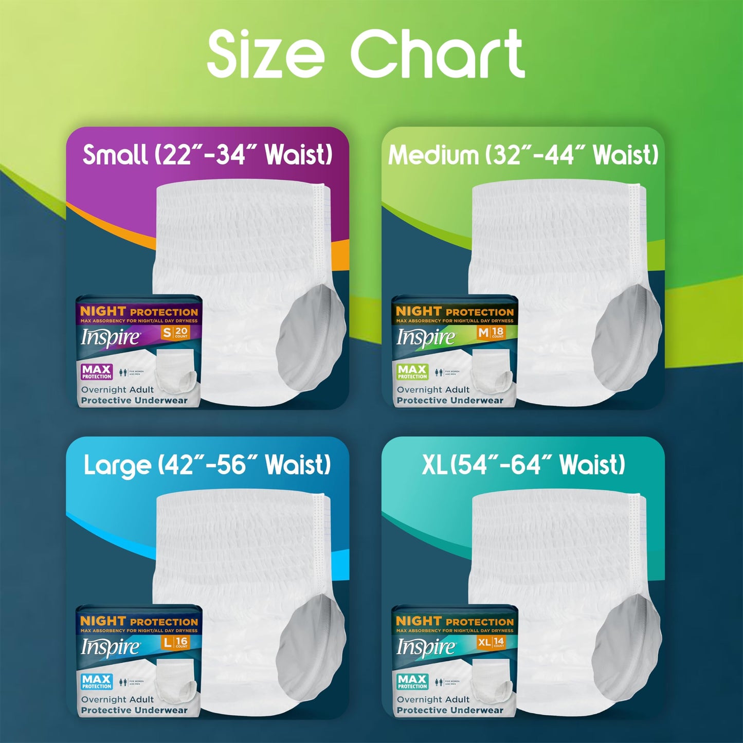 Inspire Adult Diapers Women or Men - MAX Absorbency | Our Most Absorbent and Dry, Incontinence Underwear for Women or Men | Leak Proof Diaper Overnight or Daytime for Heavy