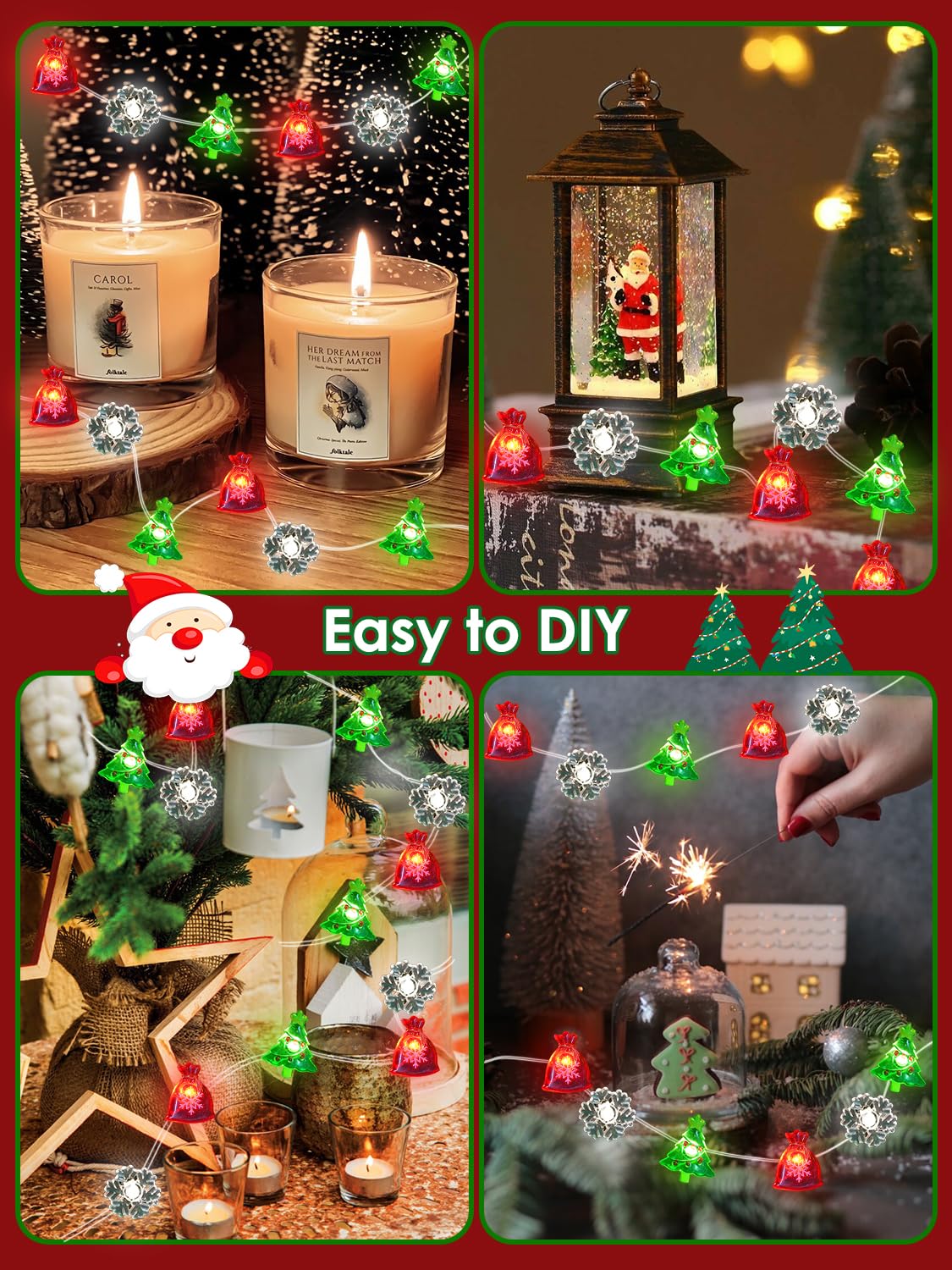 Christmas Decoration Lights  10Ft 30 Led Christmas Tree Snowflake Lucky Bag Fairy Lights Battery Operated With Remote  Twinkle String Light 8 Modes & Timer For Indoor Outdoor Xmas Party House Decor