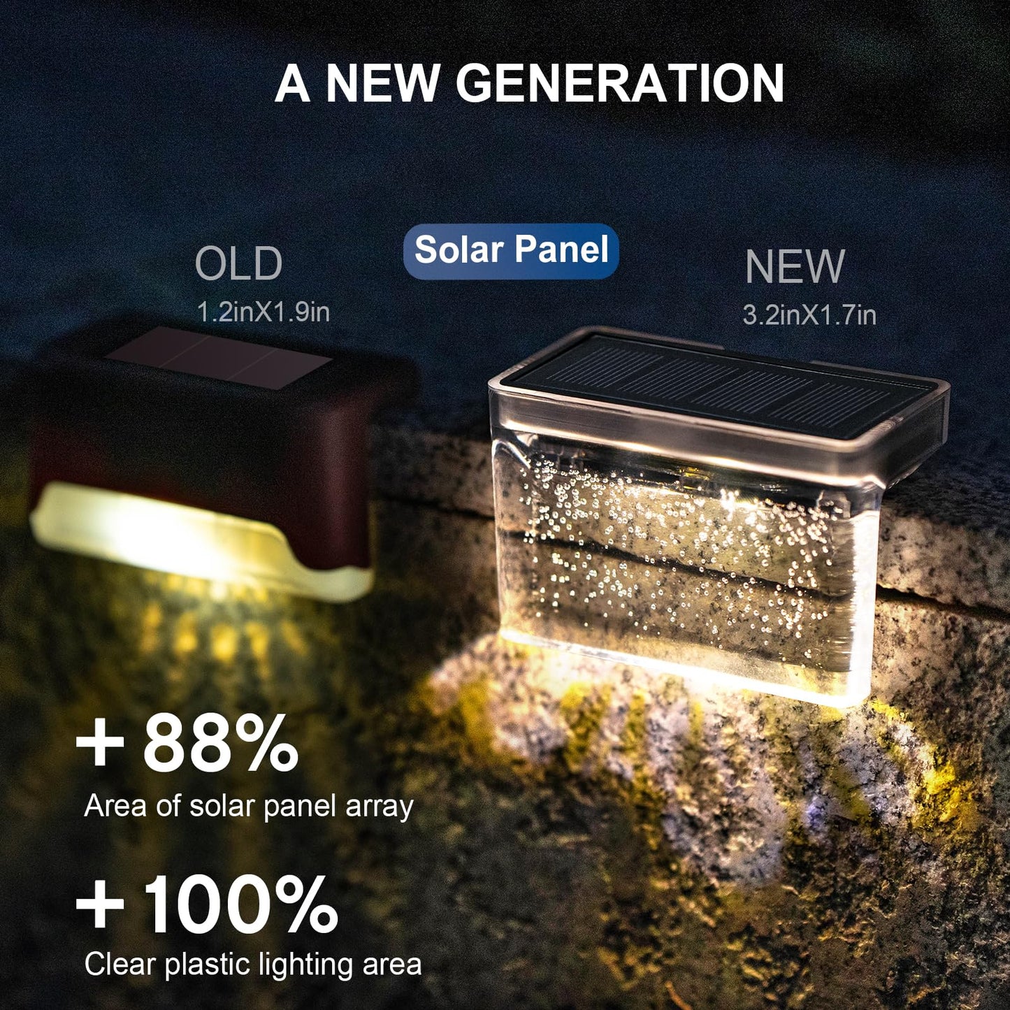 Qualdout Solar Deck Lights - 8 Pack Waterproof LED Step Lights for Outdoor Use - Warm White