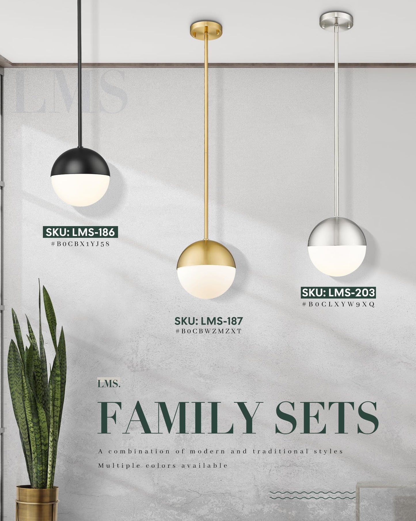 Lms 2-Pack Brushed Gold Pendant Lights  Modern Pendant Light With Milky Globe Glass Shade  Adjustable Hanging Lighting Rod For Kitchen Island Dining Room Bedroom  Lms-186Bg2Pk