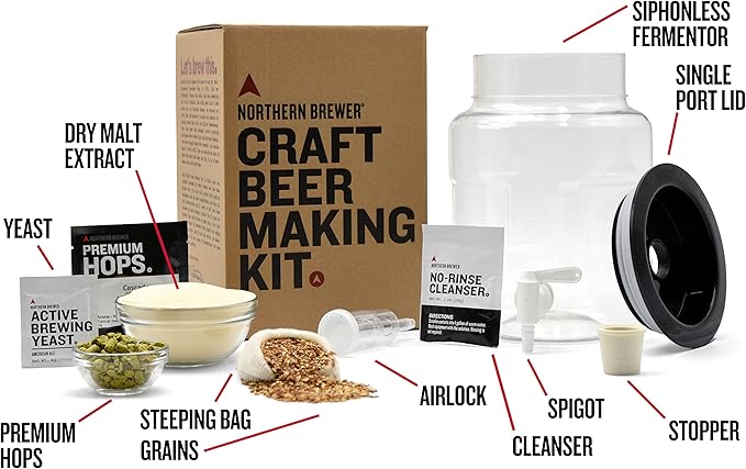 Northern Brewer - Siphonless 1 Gallon Craft Beer Making Starter Kit, Equipment and Beer Recipe Kit (Wheat)