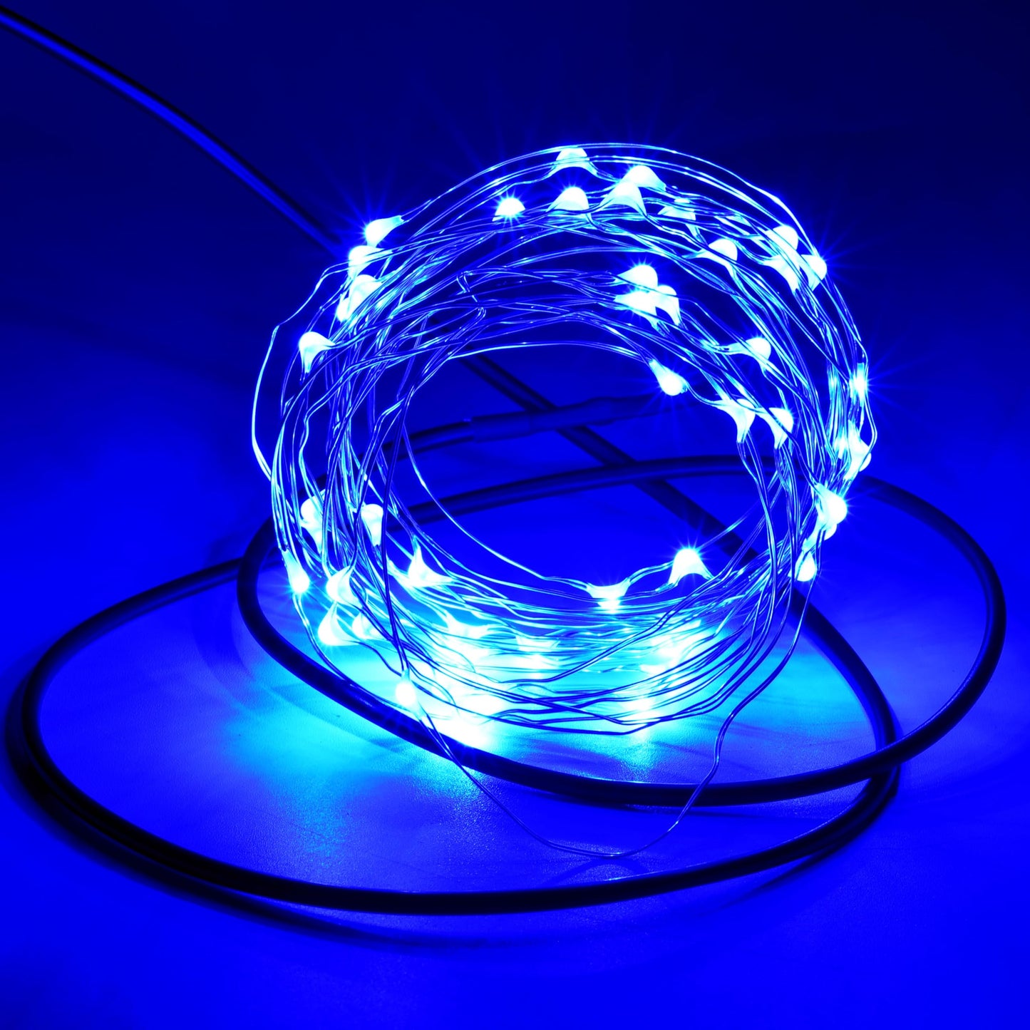 Karlling Usb Plug In Led Fairy Lights 2 Packs Of 50 Led Bulbs 16 Ft Silver Wire Waterproof Starry String Lights For Bedroom Patio Garden Party Wedding Commercial Lighting (Blue)