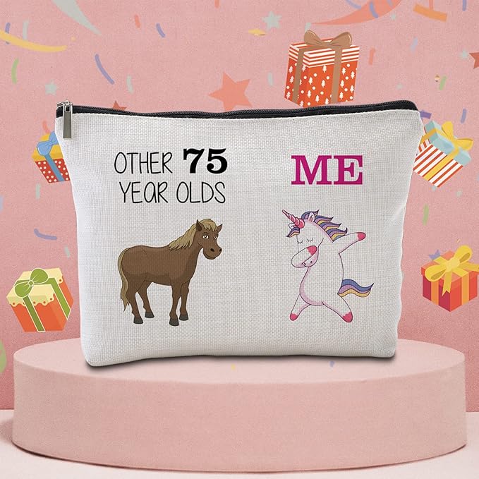 75th Birthday Gifts Women Travel Makeup Bag Funny Unicorn Gift Bag Other 75 Year Old Me Unicorn Best 75 Birthday Decorations for Her 75th Birthday Gift Ideas