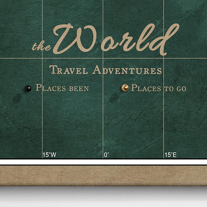 Canvas World Map with Cork Pin Board - English Lettering - Decorative Wall Decoration for All Rooms - Canvas Pictures with World Map Motif (90x60 cm, Pattern 4)