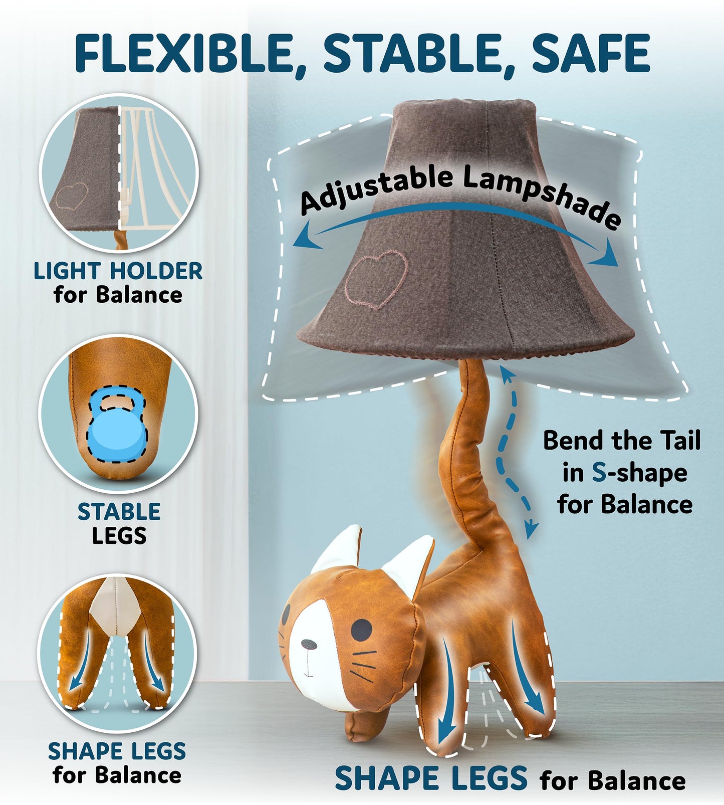 Cat Lamp For Girls Bedroom - 20  Animal Lamp For Kids Room - Cute Christmas Gifts  Birthday Gifts For All Ages: Toddler Boys  Children  Grandkids 3 4 5 And Up Years Old  Sister  Brother  Sibling