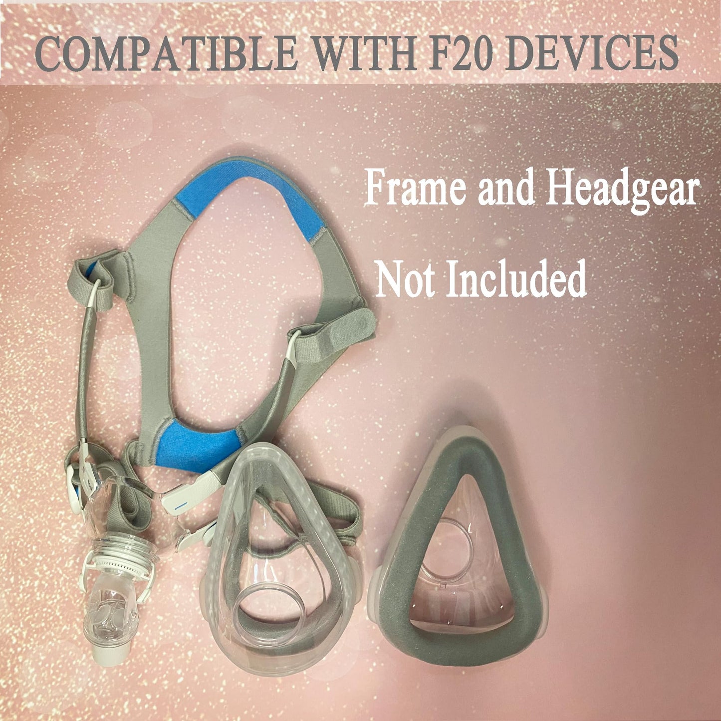 Replacement Compatible with Resmed Airtouch F20 Mask - 2 Pack Memory Foam Cushion Large Size Premium F20 Full Face Replacement Mask Cushion