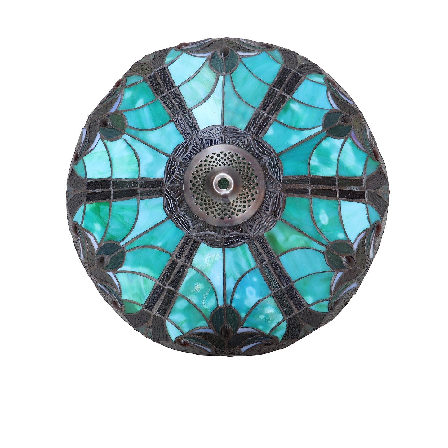 Chloe Lighting 2-Light Victorian-Style Semi-Flush Mount Ceiling Light 16in Wide Antique Dark Bronze Stained Glass Model CH18780VG16-UF2