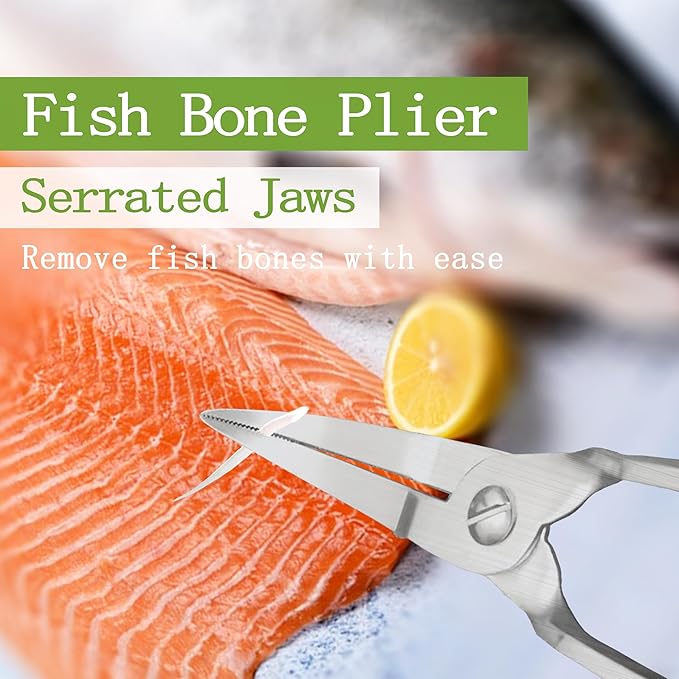 Fish Bone Pliers/Tweezers 304 Food Grade Stainless Steel Deboning Tool Kit for All Kinds of Fish（3 Pack）