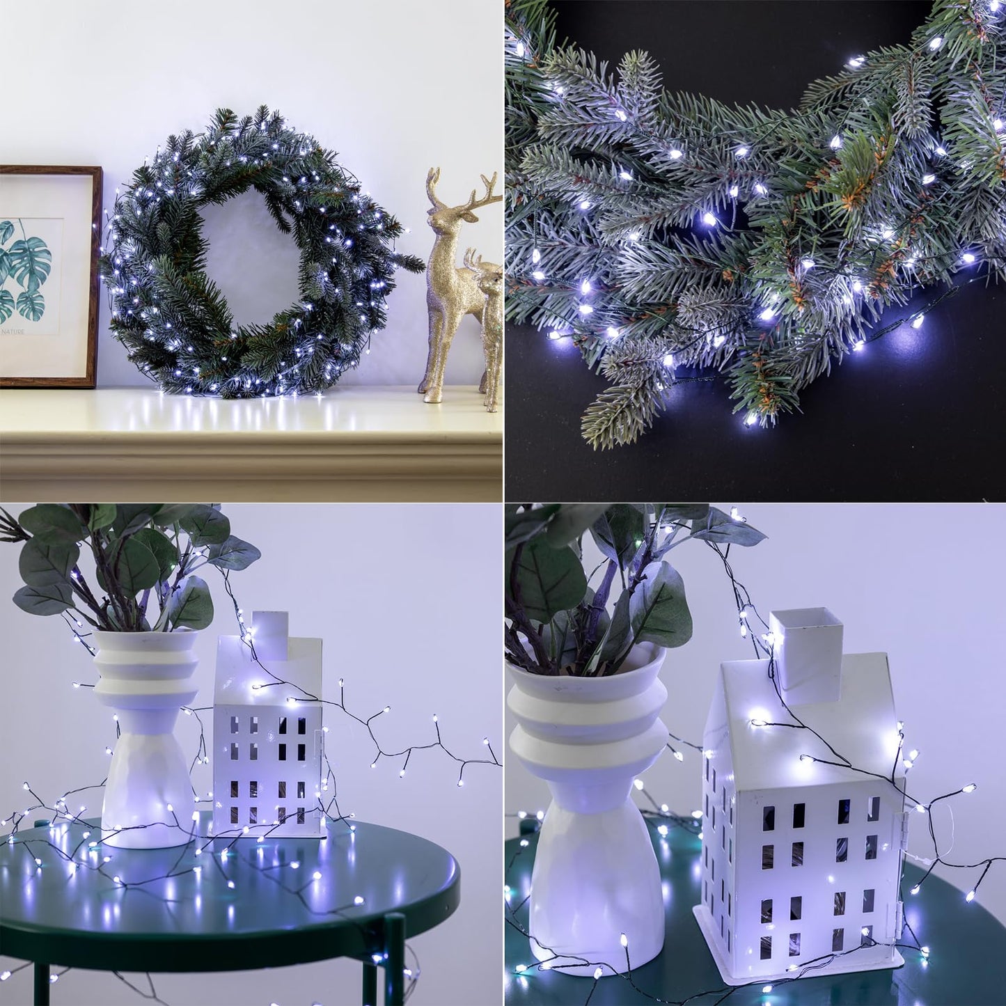 Zeluxdot Fire er Fairy Lights, 20Ft 200 Leds, Waterproof Cool White Twinkle Lights With Remote For Indoor/Outdoor Decor