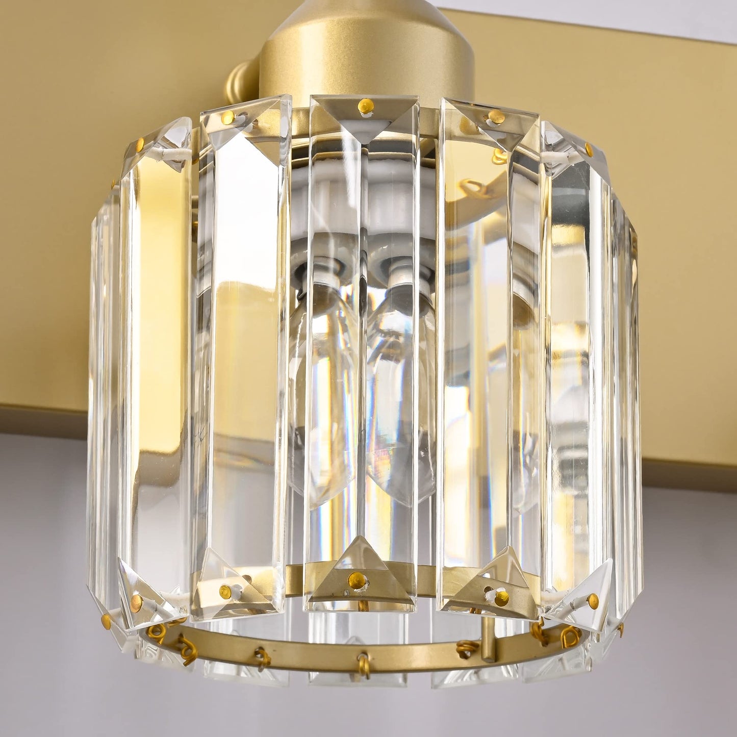 Presde Modern Chrome 2-Light Bathroom Vanity Light - Stainless Steel, Gold Finish, Over Mirror Sconce