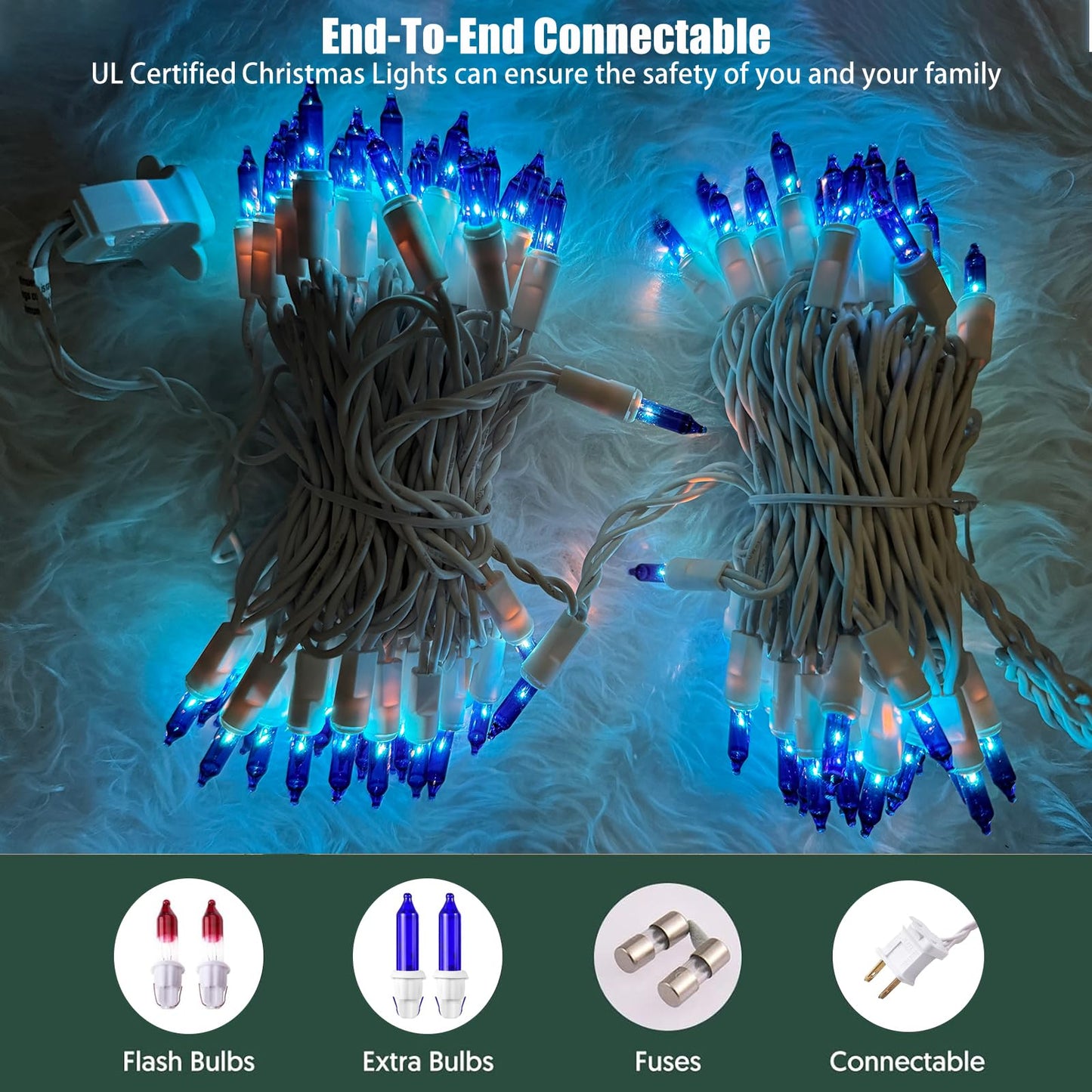 Christmas Lights 100 Count Blue Christmas Tree String Lights With White Wire For Outdoor Indoor Christmas Decorations Wedding Decorations Valentines Day Decor Ul Certified (21Feet)