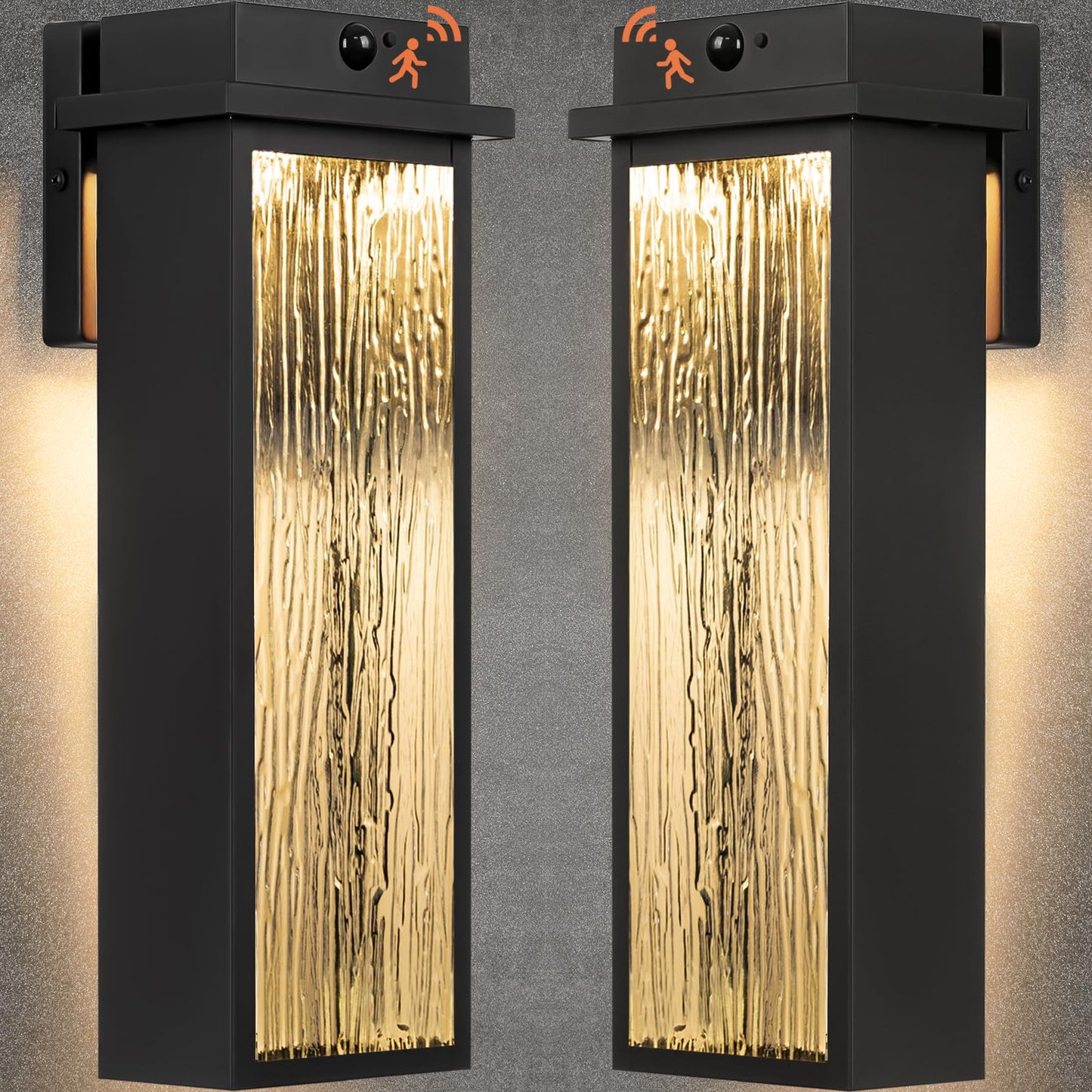 Venzblomia 20  Upgraded Motion Sensor Led Exterior Lighting Fixtures  2 Pack Large Black Dusk To Dawn Lights Outside  Modern Outdoor Led Wall Sconce Lamps  Waterproof Outside Patio Carriage Lanterns