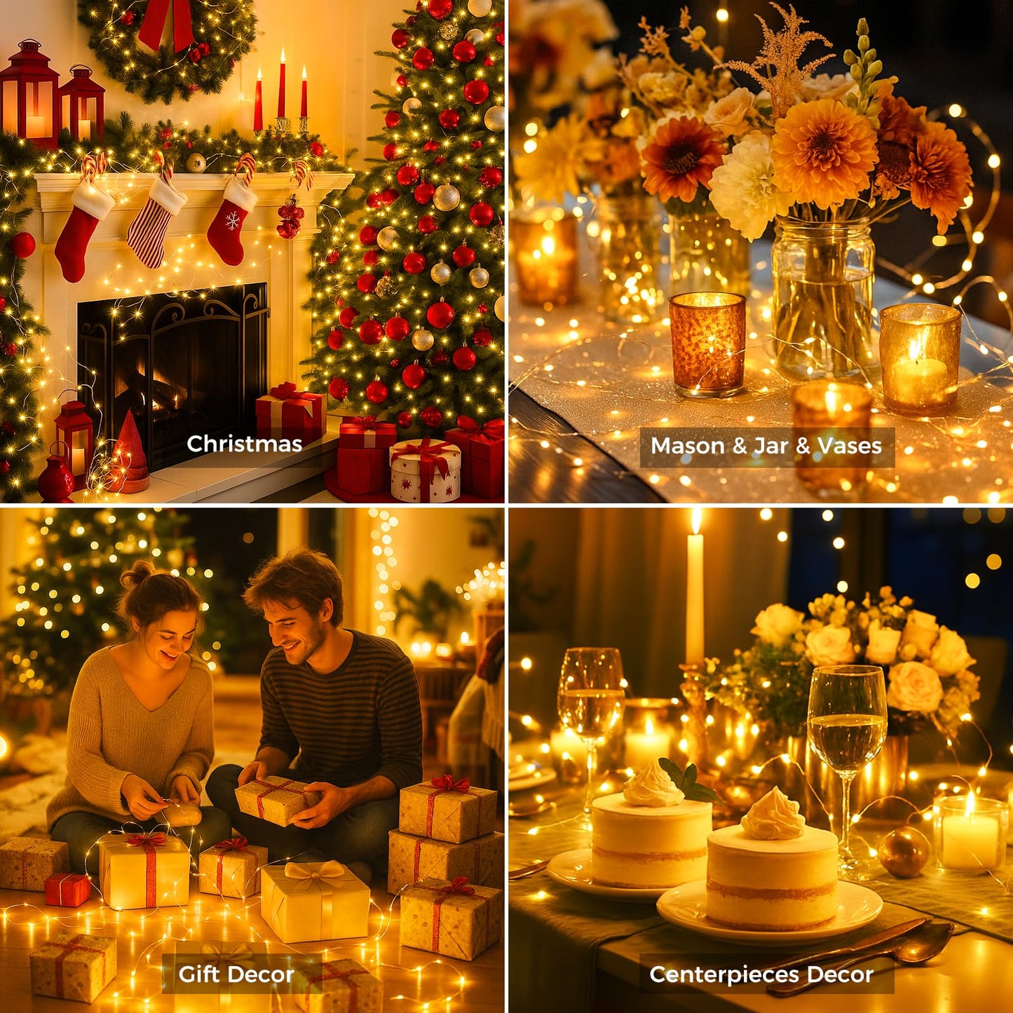 Litogo 6 Pack Fairy Lights, 20 Led Warm White Twinkle Light, 7Ft Waterproof Silver Wire, Battery Operated With Timer For Decor