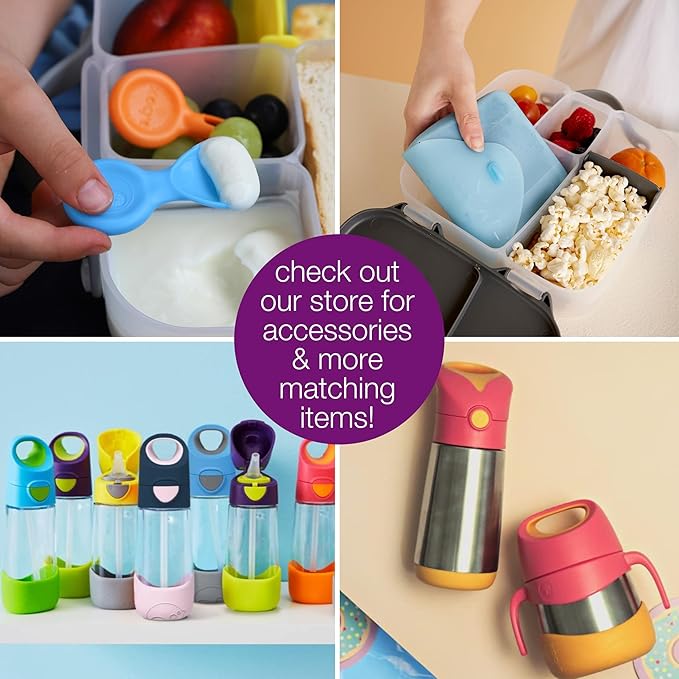 b.box Mini Lunch + Snack Containers (Blue Slate): 2-Pack Set Includes Lunch Box (4 1/4 Cup Capacity) & Snack Box (1 3/4 Cup Capacity). Easy Open Bento Containers, School Supplies