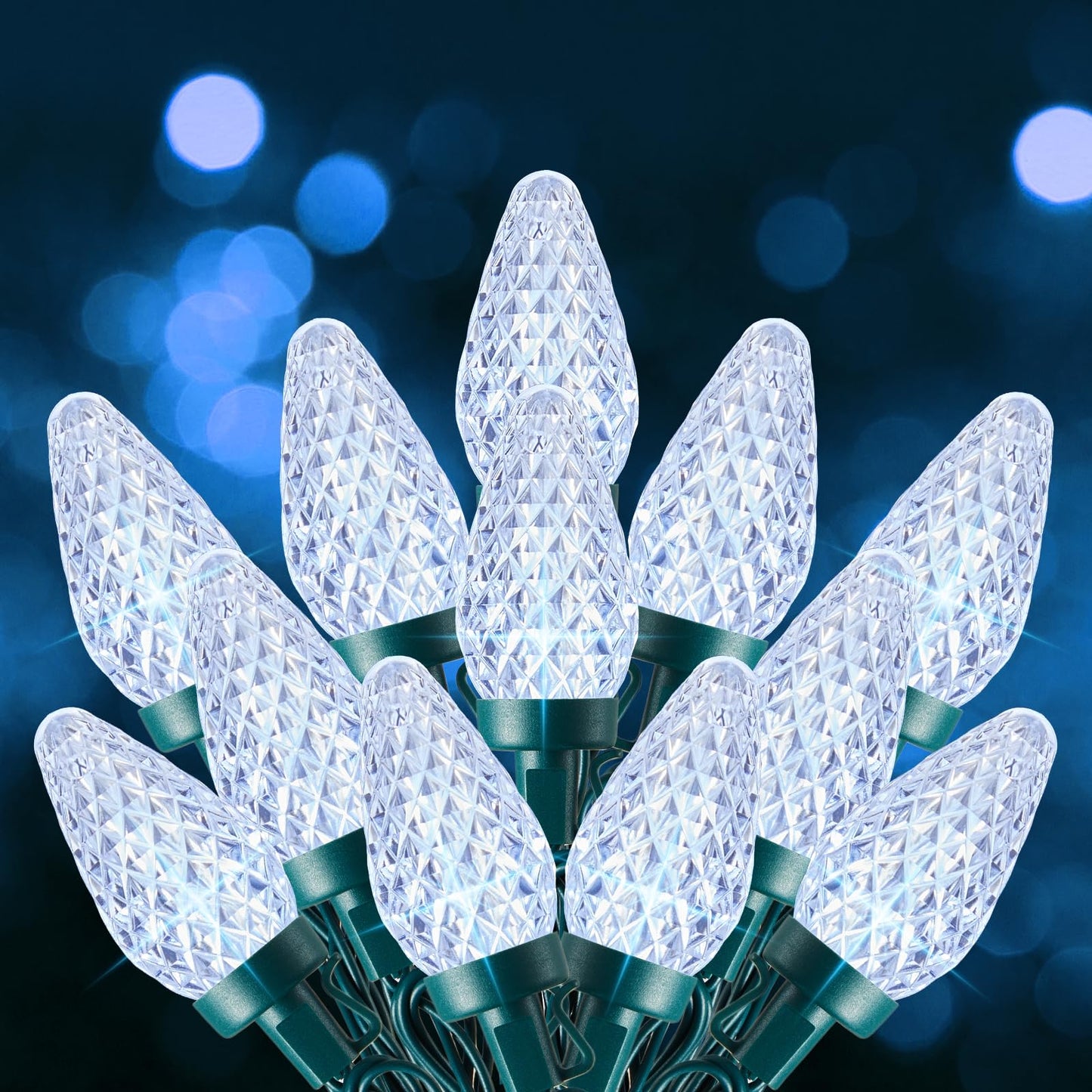 C9 Christmas Lights Outdoor  66 Ft 100 Led Connectable C9 String Lights With 8 Modes And Timer Extendable Xmas Tree Patio Roofline Garden Yard Holiday Party Indoor Outdoor Decoration  White