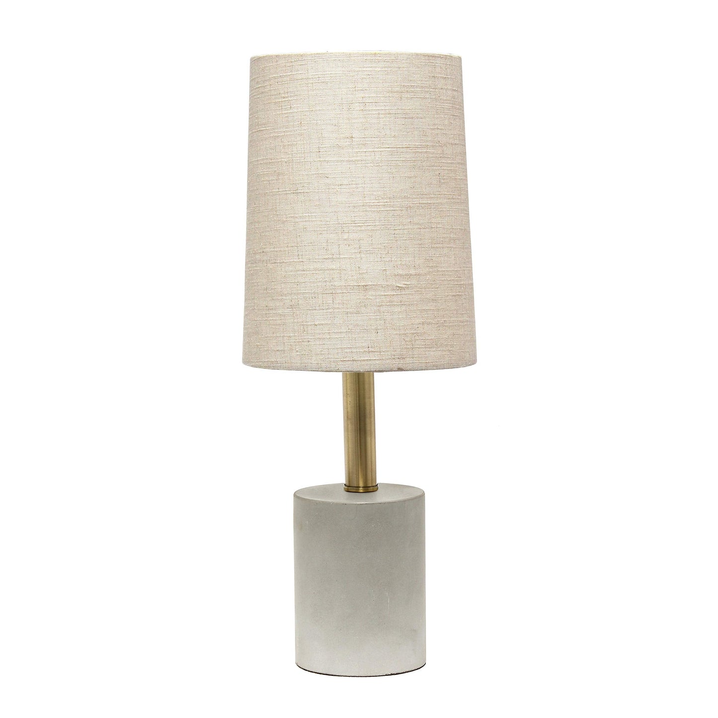 Elegant Designs LT3314-KHK Cement Table Lamp, Antique Brass Detail, Khaki Color, Modern Home Decor Lighting