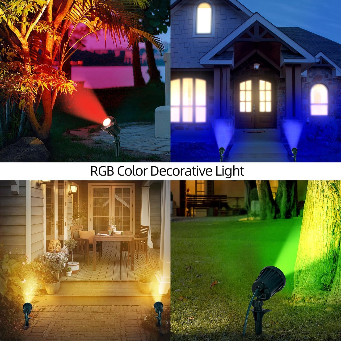 Holeva Halloween Spotlight Outdoor LED Lights, 2700K Warm White, IP67 Waterproof, 10W, 2 Pack, Black