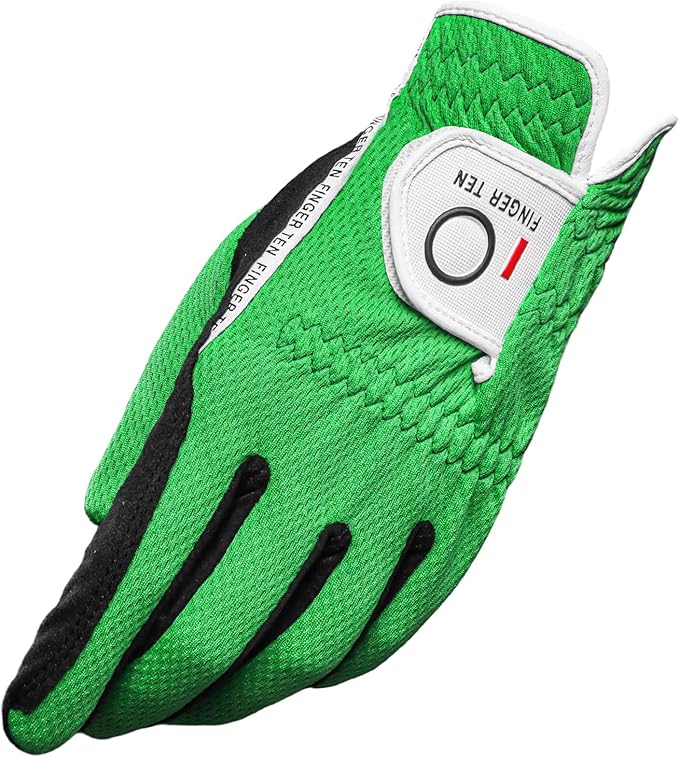 FINGER TEN Men’s Golf Glove Left Hand Right Handed Golfer Rain Grip 1 Pack, Durable Fit for Hot Wet All Weather Small Medi...