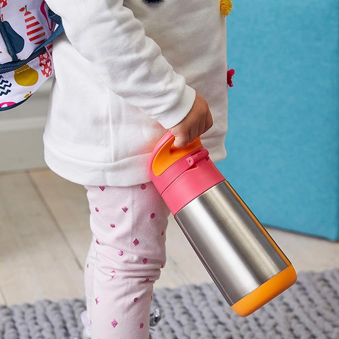 b.box 12 oz Insulated Water Bottle: Keeps Drinks Cold up to 8 Hours, Warm up to 6 Hours. Double Wall Stainless Steel Bottle. (Strawberry Shake, 12 oz)
