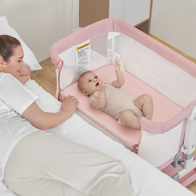 35x20x1.5 Breathable Crib Mattress Protector, Gel Memory Foam Toddler Mattress, Portable Crib Mattress Cover with Sheet for Mini Cribs & Baby Bassinet (Pink)