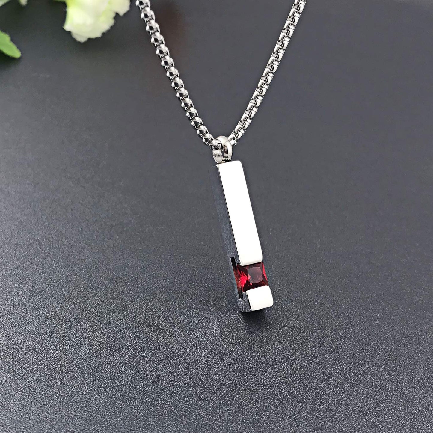 YOUFENG Urn Necklaces for Ashes Birthstone Cube Urns for Human Ashes Memorial Cremation Urn Locket Keepsake Ashes Jewelry (Silve