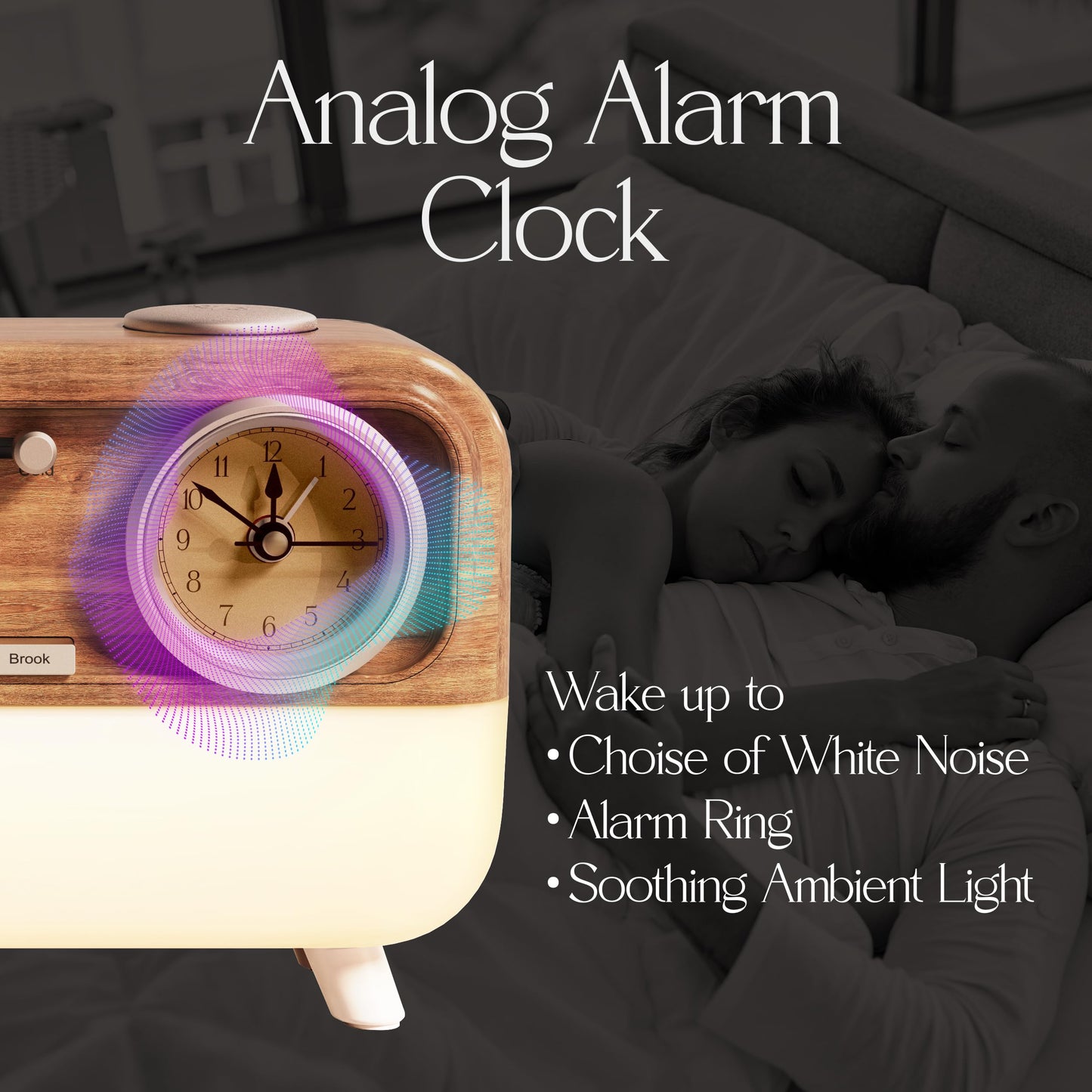 Fuse DRM Sleep Machine | Analog Alarm Clock with Bluetooth Speaker | 6 Soothing Sleep Sounds | Adjustable Lighting Options