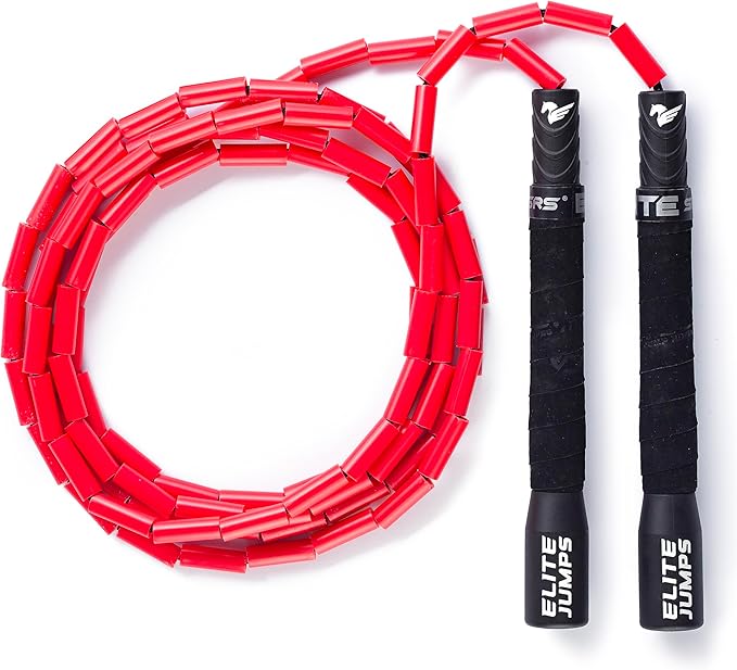 Elite Jumps Freestyle Beaded Jump Rope for Cardio Training - Workout Jump Rope with Unbreakable Long Handles and Shatterpr...
