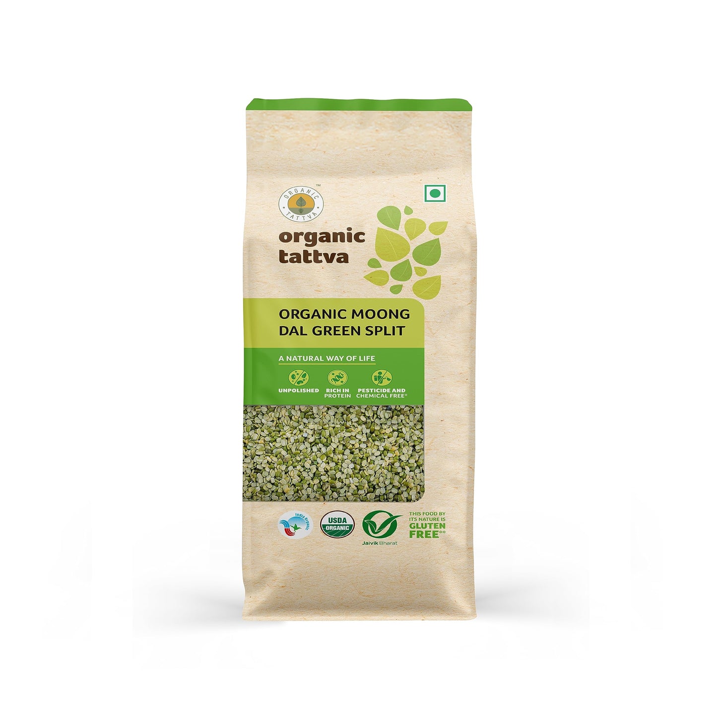 Organic Tattva, Organic Green Moong Dal Split - 500 Gram | 100% Vegan, Gluten Free And No Preservatives