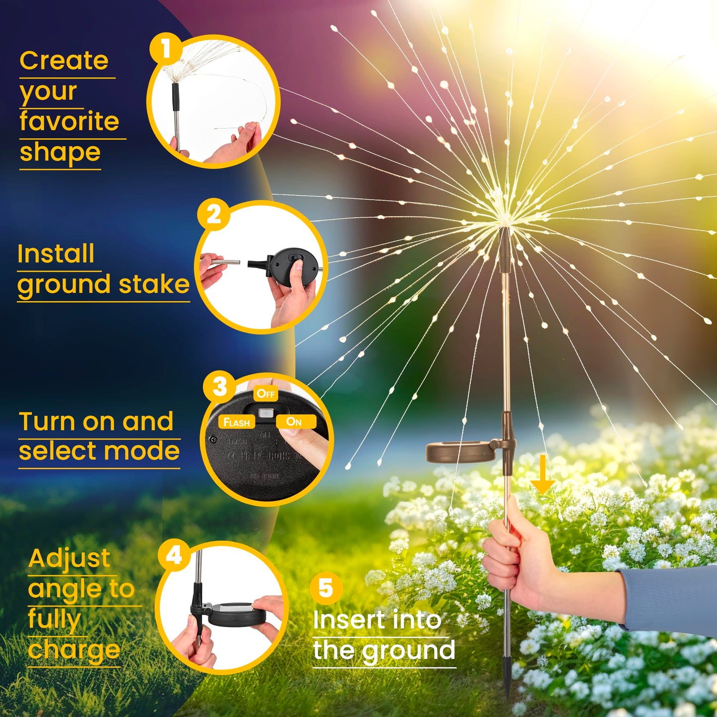 Gigalumi Solar Garden Lights 120 Led Warm White 8 Pack Outdoor Decorative Lighting For Yard Patio Flowerbed Model 9190