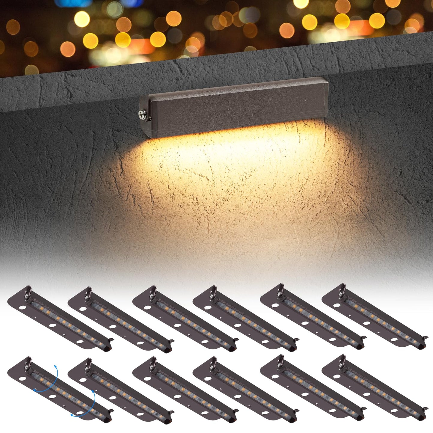 Kwinmyso 12-Packs 3W 7Inch Led Hardscape Paver Lighting 12V Ac/Dc Low Voltage Retaining Wall Lights Landscape Lighting 2700K Soft White Outdoor Step Lights 50 000 Hours Lifespan