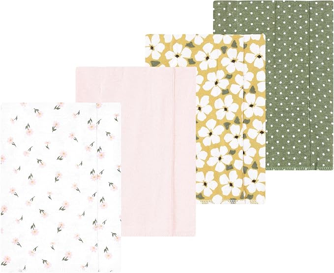 Luvable Friends Hudson Baby Flannel Burp Cloths 4pk, Green Garden