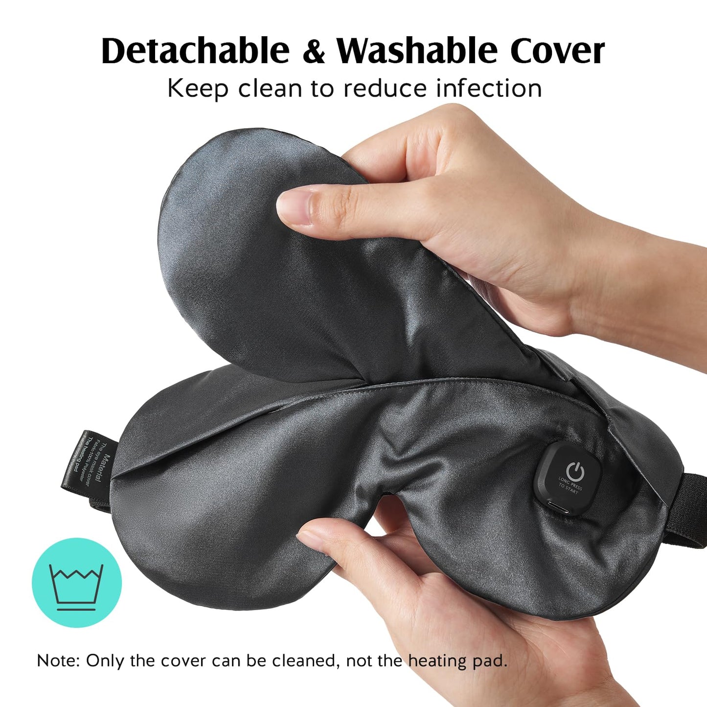 YFONG Cordless Heated Eye Mask for Dry Eyes, Warm Eye Compress for Stye, Blepharitis, Chalazion, MGD, Washable Heating Eye Mask for Sleeping, Travel, Office Nap, Perfect Light Blocking (Grey)