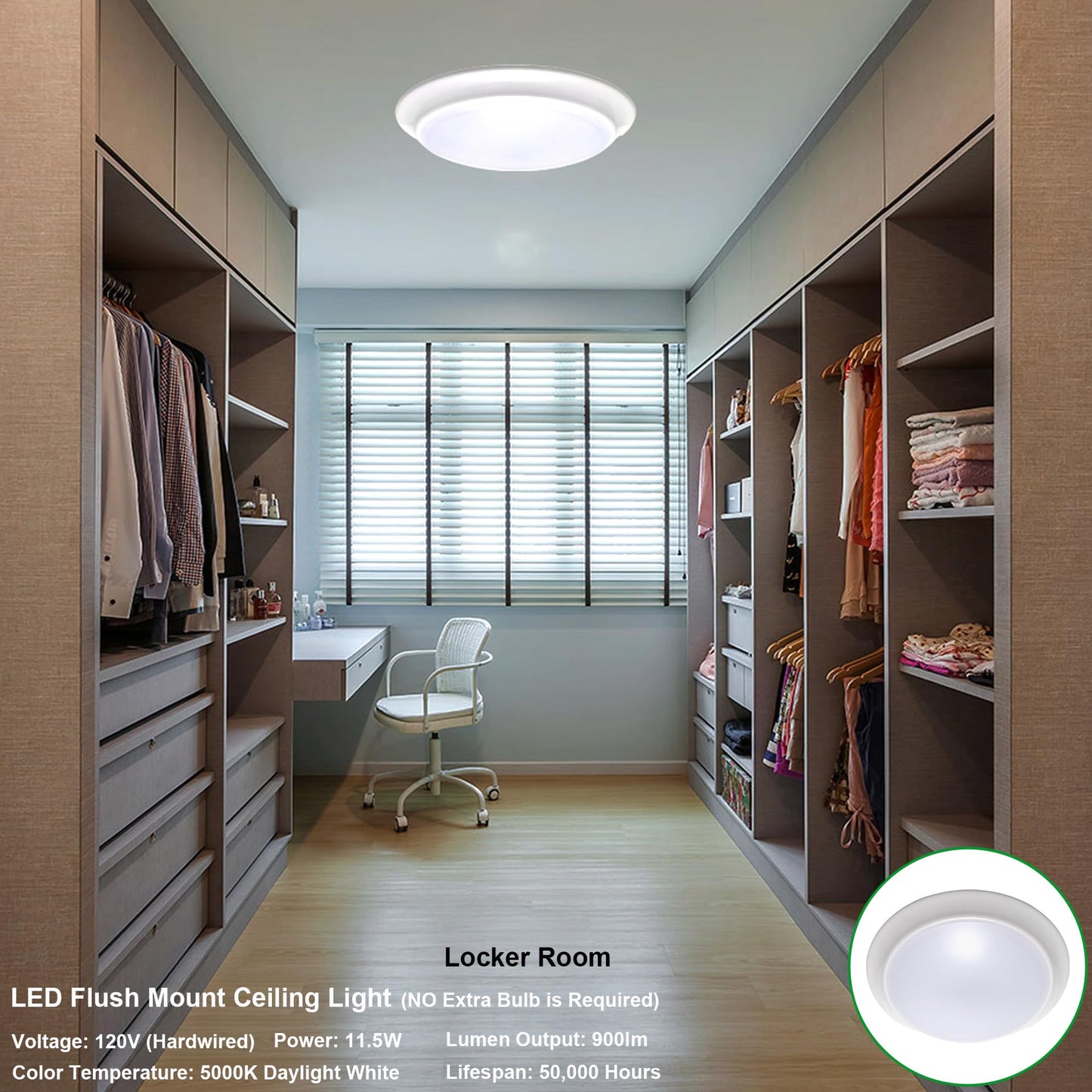 Lit-Path Led Flush Mount Ceiling Light, Dimmable 11.5W, 900 Lumen, Aluminum, 5000K, 4-Pack, Damp Location Rated For Bathroom