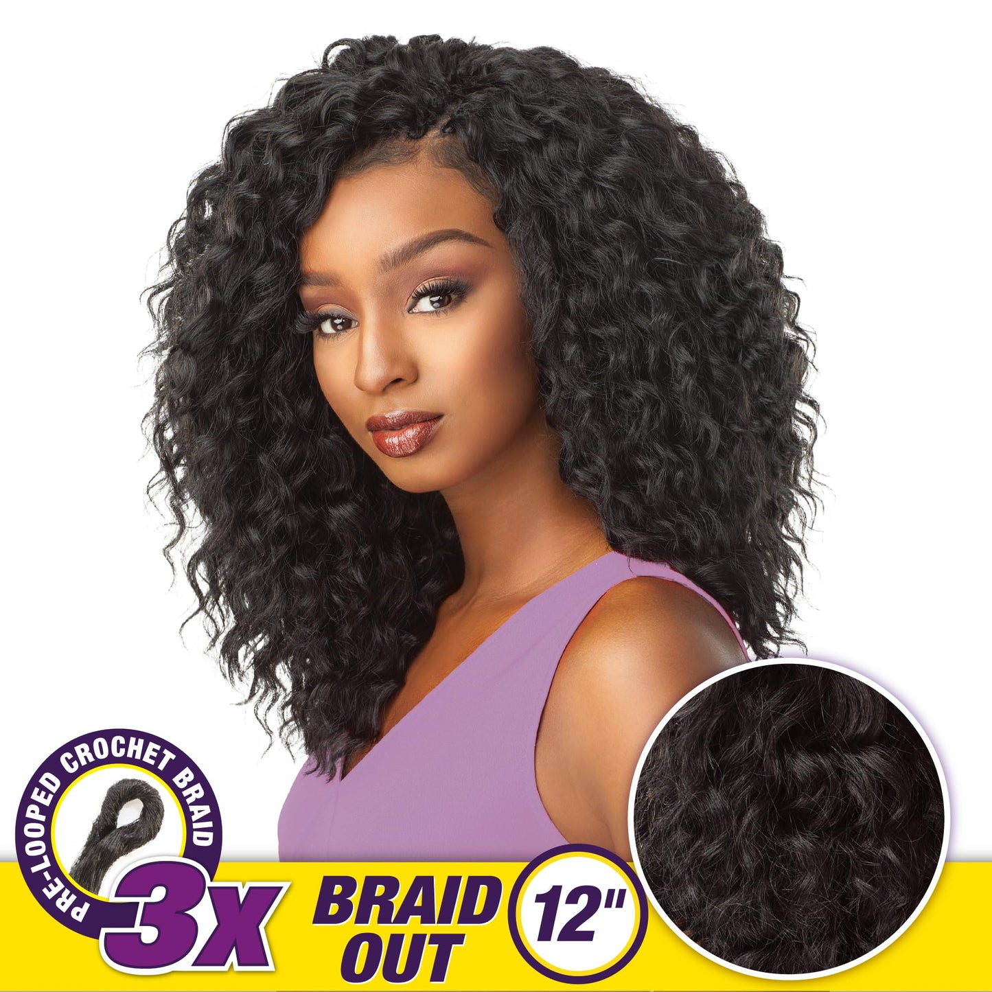 Sensationnel Lulutress crochet braiding hair - 3x braid out 12 inch pre made diy all kanekalon synthetic locs twists (1B OFFBLAC
