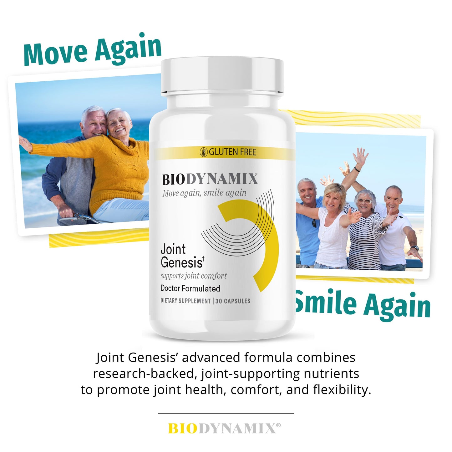 BioDynamix Joint Genesis, Joint Support Formula, Promotes Joint Function, Comfort, and Flexibility, 30-Day Supply, 3 Pack