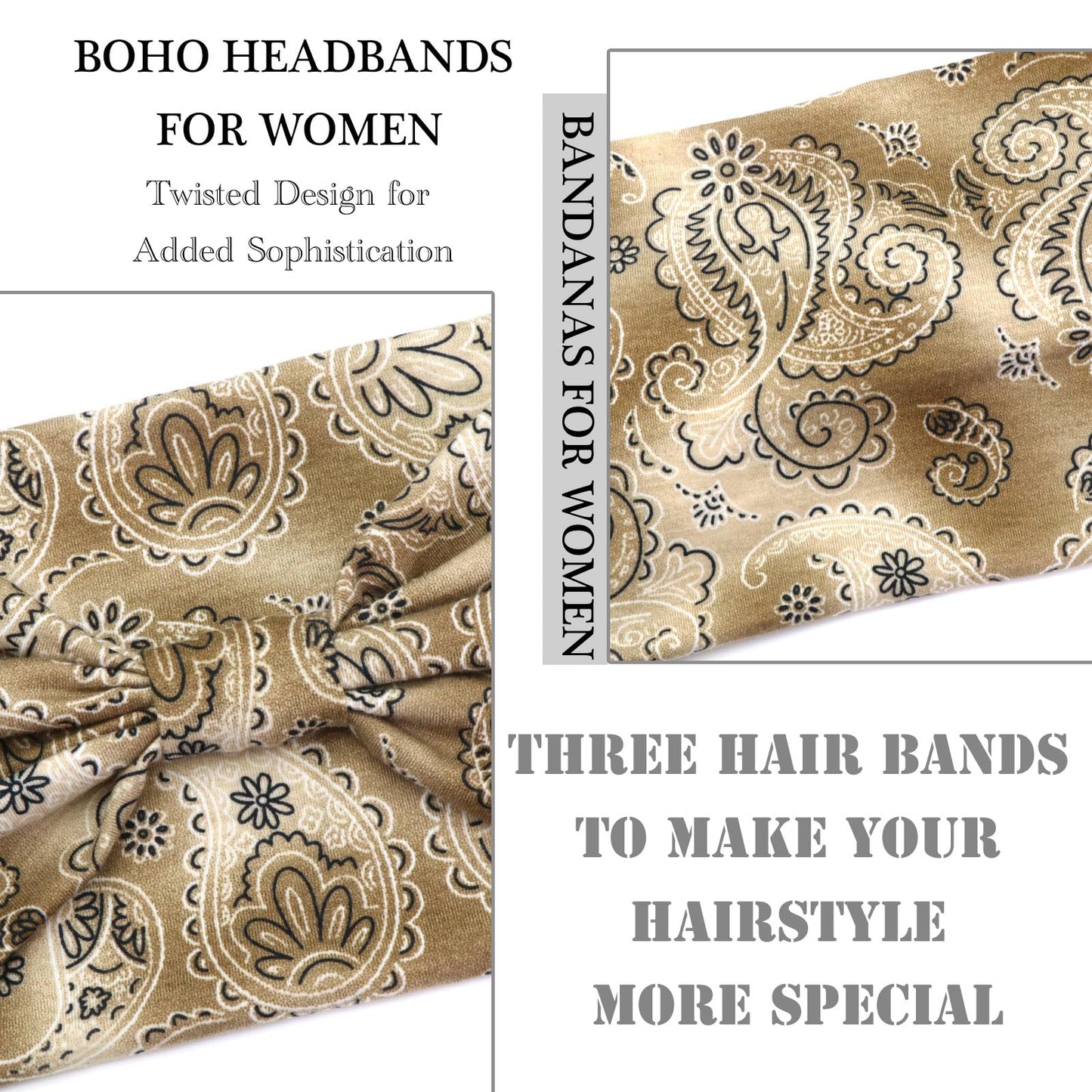 SAWINDA Boho Headbands for Women Wife Soft Hair Bands Twist Knotted Elastic Non-slip Hair Wrap Bandeau Yoga Running Workout Hair