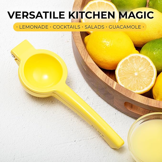 Zulay Kitchen Metal Lemon Squeezer - Handheld Lemon Juicer Squeezer - Easy to Use Citrus Juicer - Manual Press for Extracting the Most Juice Possible - Extracts Every Last Drop