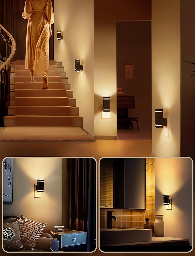 DORESshop Led Night Lights Plug into Wall [2 Pack], 1W 3000K Dimmable Night Light from 0LM to 100LM for Bathroom Hallway Bedroom Kids Room Stairway