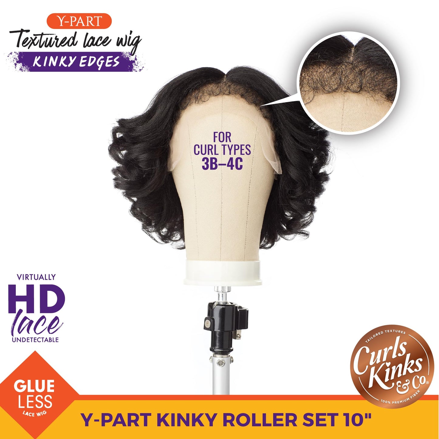Sensationnel Curls Kinksandco Kinkyedges Wig - Kinky Roller Set 10 Inch Y Part Lace Natural Kinkytexture Edged Hairline for Natu