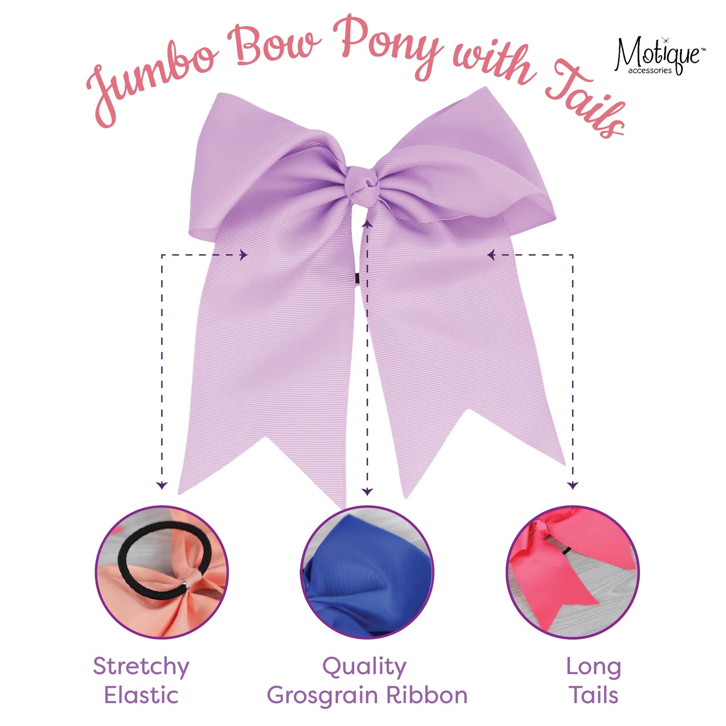 Jumbo Bow Pony with Tails (Light Grey)
